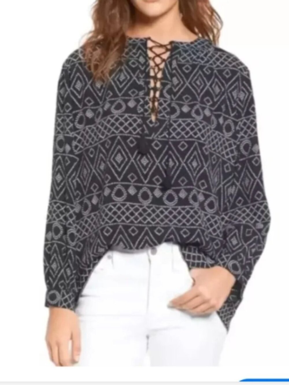 Like New! MADEWELL Black & White Geometric Print Blouse Size M